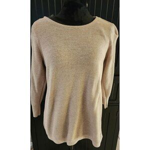 Rafaella Beige Sweater Womens Size Medium Button Detail 3/4 Sleeve